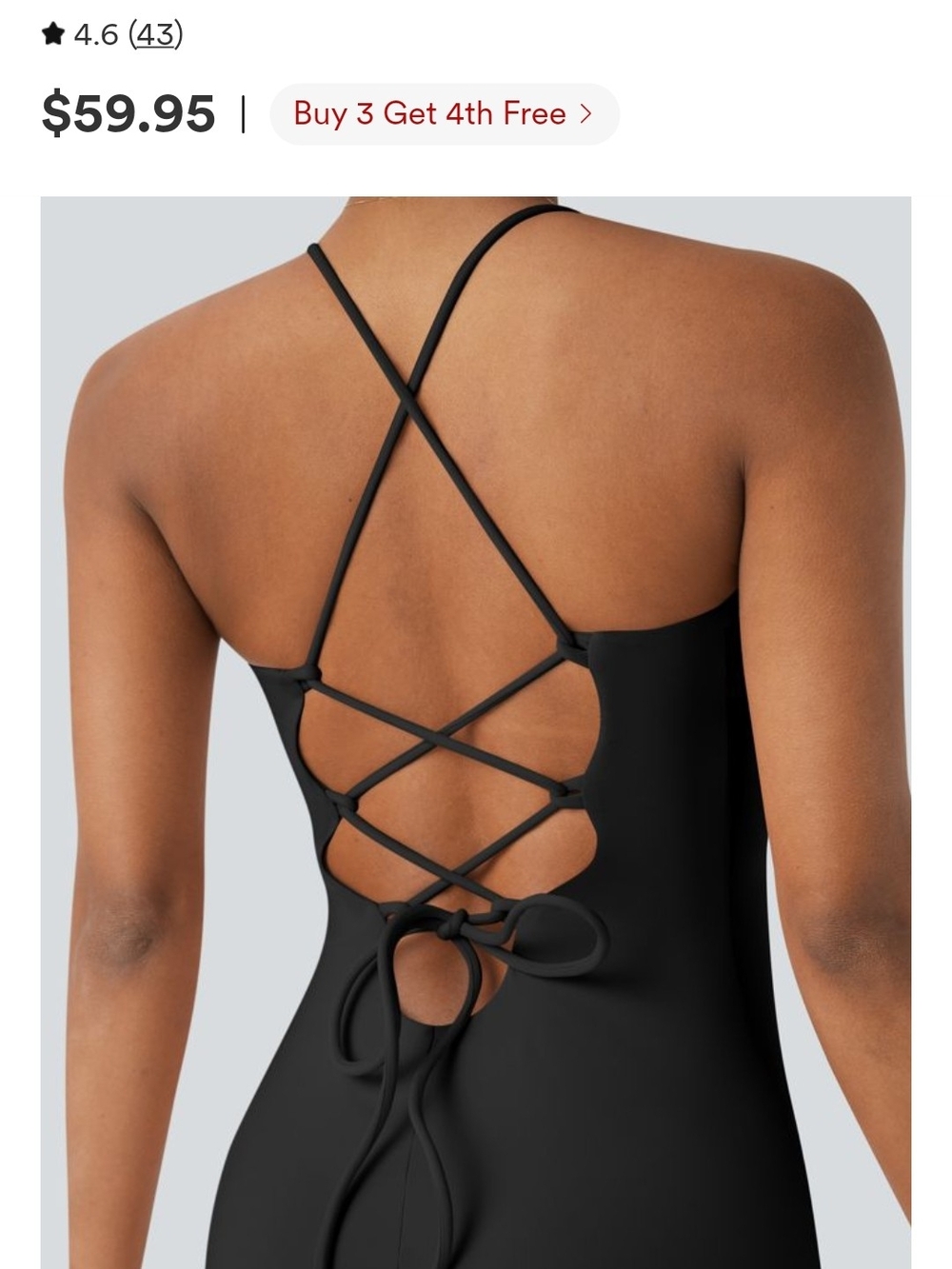 NWT Halara SoftlyZero Black Ruched Lace-Up Midi Dress - Picture 2 of 7